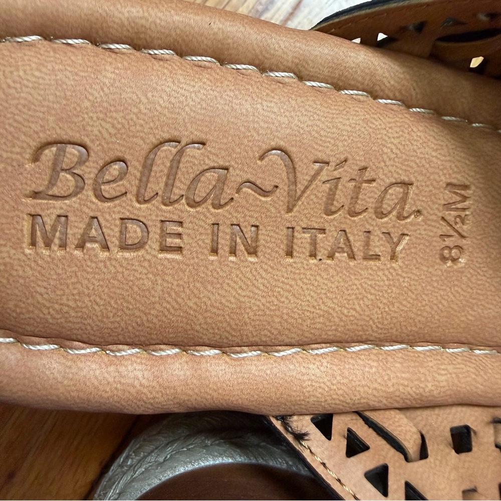 Bella Vita Exa-Italy Platform Wedge Black Leather Crisscross Sandal 8.5 - Picture 9 of 14
